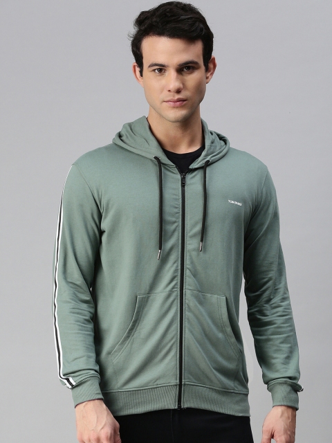 

TOM BURG Men Grey Pure Cotton Hooded Sweatshirt