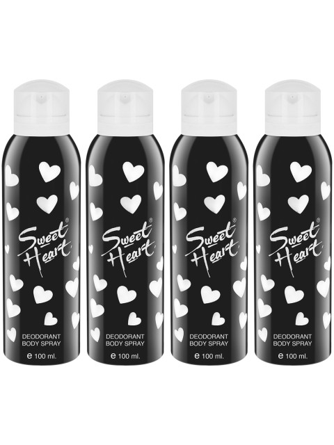 

Sweetheart Unisex Black Long Lasting Deodorant Perfumed Bodyspray, 100ml (Pack of 4)