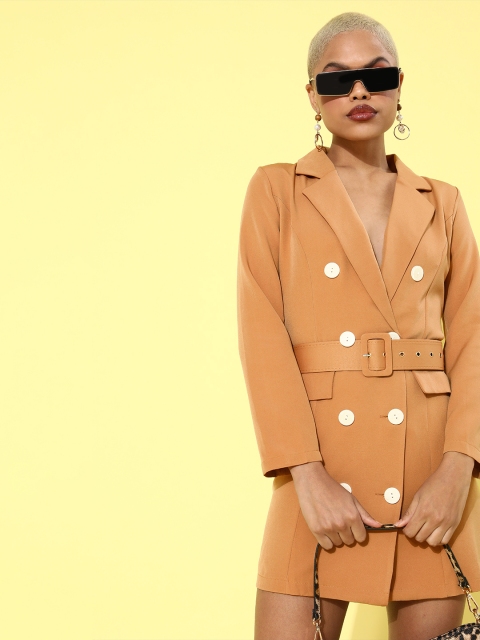 

iki chic Women Chic Brown Solid Blazer Dress