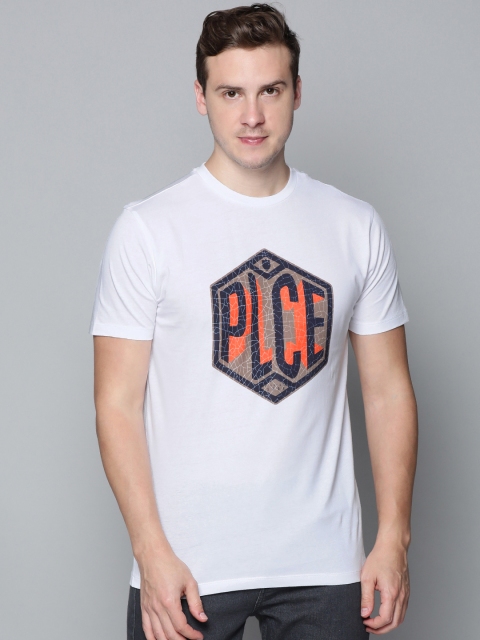 

883 Police Men White Brand Logo Printed Pure Cotton T-shirt