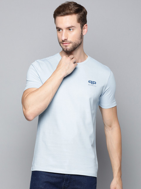 

883 Police Men Blue Solid Pure Cotton T-shirt