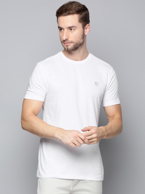 

883 Police Men White Solid Pure Cotton T-shirt