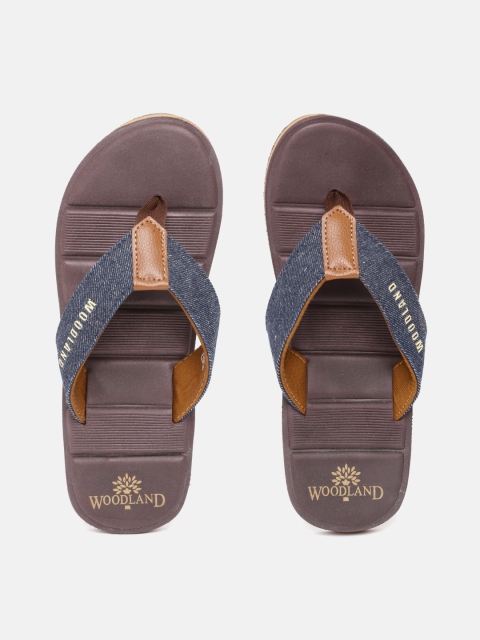 

Woodland Men Navy Blue & Brown Textured Thong Flip-Flops