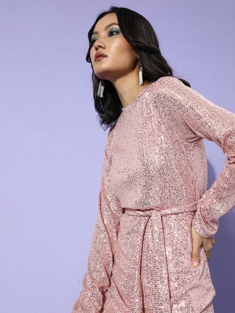 

STALK Women Pretty Pink Embellished Bling and Sparkly Dress
