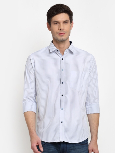 

La Mode Men Blue Striped Slim Fit Casual Shirt