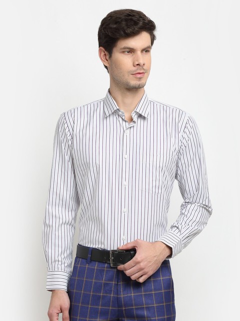 

La Mode Men Blue Slim Fit Opaque Striped Formal Shirt