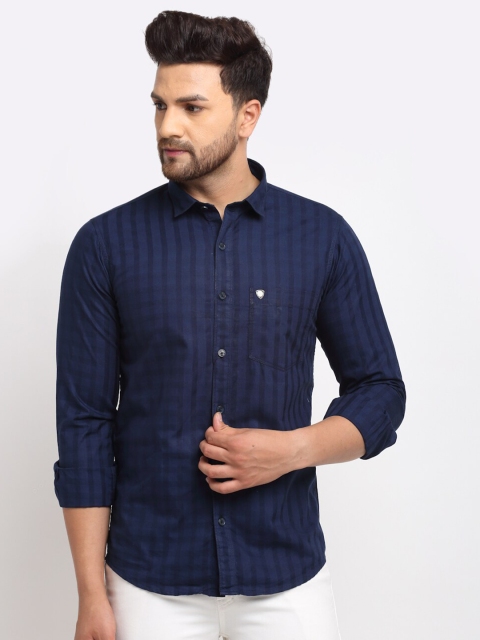 

La Mode Men Blue Slim Fit Opaque Checked Cotton Casual Shirt