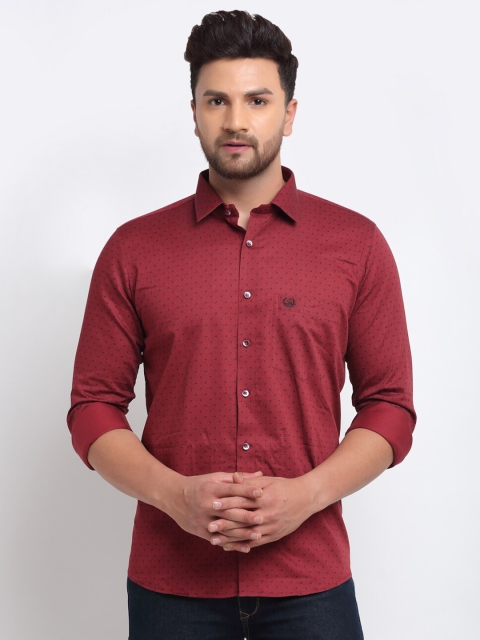 

La Mode Men Maroon Slim Fit Opaque Printed Shirt