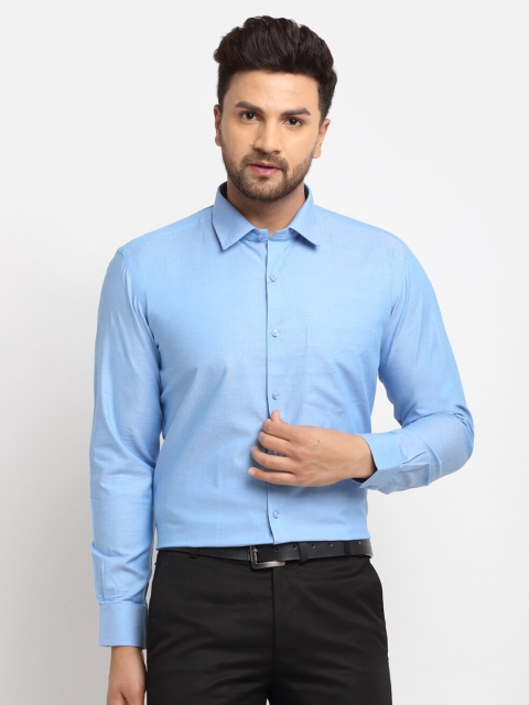 

La Mode Men Blue Slim Fit Opaque Pure Cotton Formal Shirt