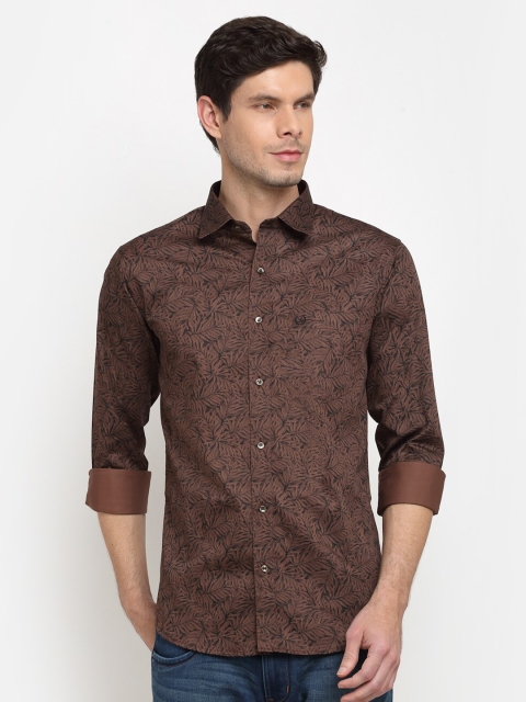 

La Mode Men Brown Slim Fit Opaque Printed Shirt