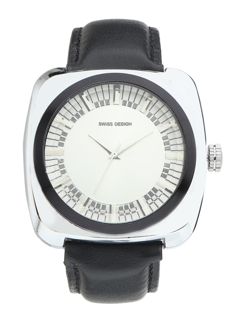 

Swiss Design Men Silver-Toned Dial & Black Leather Straps Analogue Watch SD-717-SL