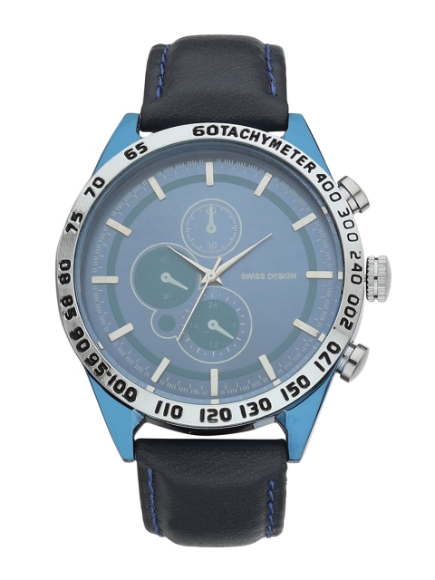 

Swiss Design Men Blue Patterned Dial & Blue Leather Straps Analogue Watch SD-715-BL