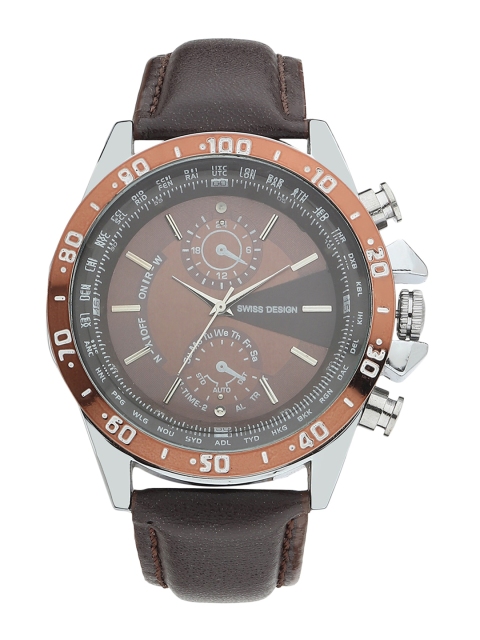 

Swiss Design Men Brown Solid Dial & Brown Leather Straps Analogue Watch SD-720-BR
