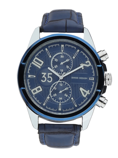 

Swiss Design Men Blue Dial & Leather Textured Straps Analogue Watch SD-709-BL