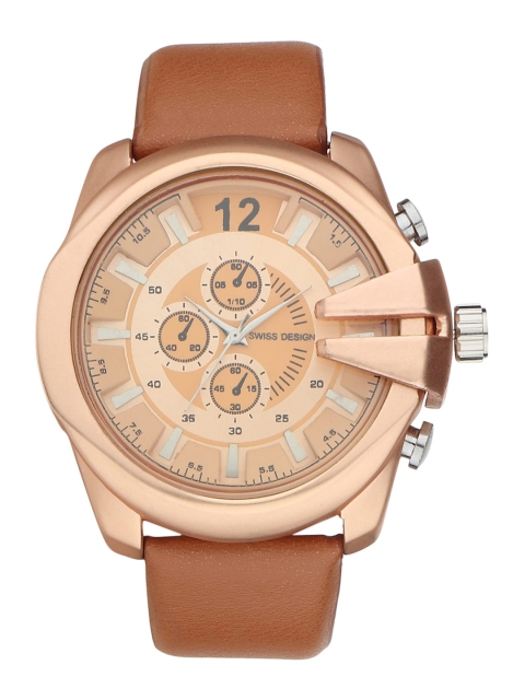 

Swiss Design Men Copper-Toned Leather Straps Analogue Watch SD-716-CP-Copper