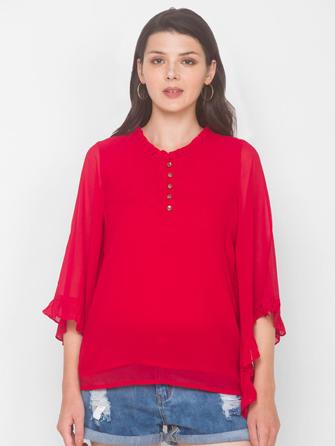 

Iti Red Georgette Regular Top