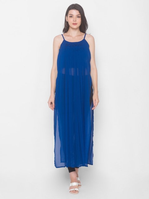 

Iti Blue Solid Georgette Maxi Top