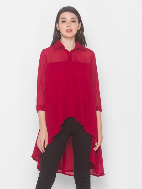 

Iti Maroon Georgette High-Low Longline Top