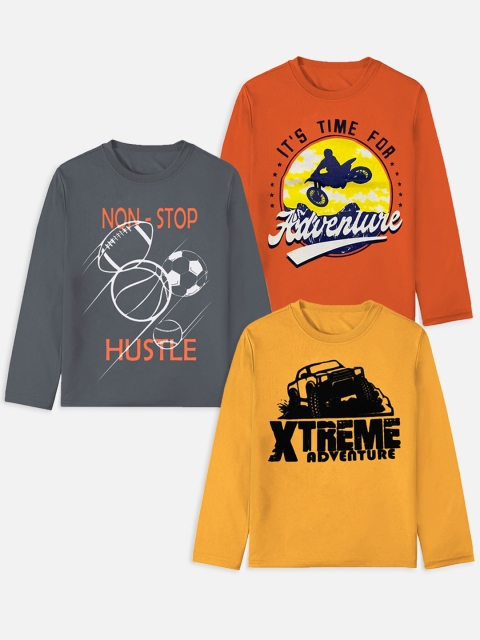

YK Basics Boys Pack Of 3 Printed T-shirt, Yellow