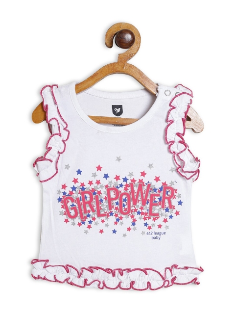 

612 league White Printed Regular Cotton Top