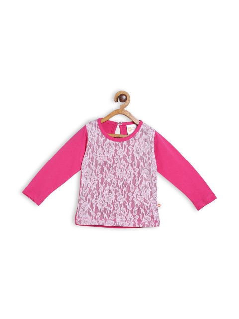 

612 league Girls Pink Lace Regular Top