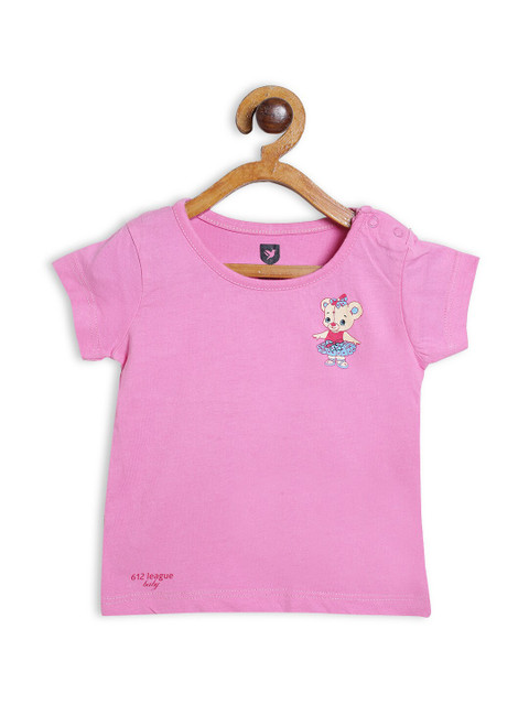 

612 league Pink & Beige Applique Regular Top
