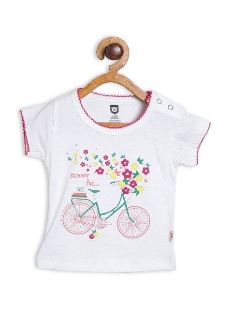 

612 league White & Pink Floral Regular Top