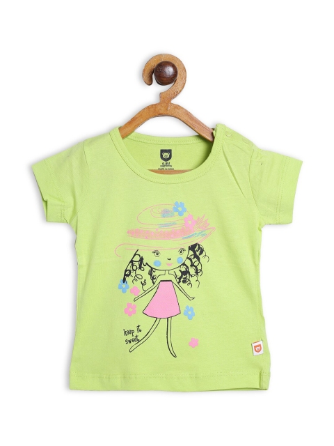 

612 league Green Regular Pure Cotton Top