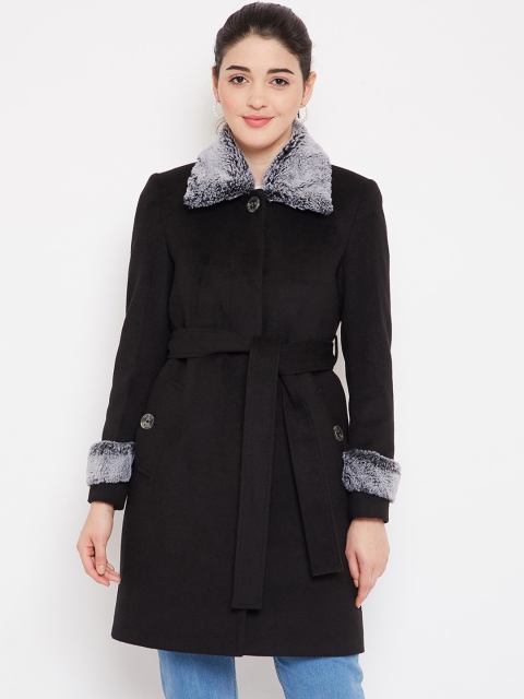 

CAMLA Women Black Solid Longline Overcoat