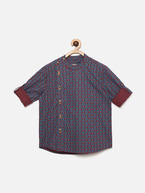 

MANET Boys Brown Opaque Printed Casual Shirt