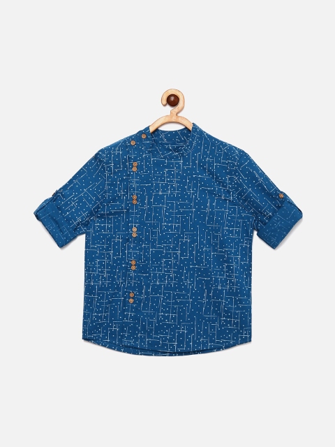 

MANET Boys Blue Opaque Printed Casual Shirt