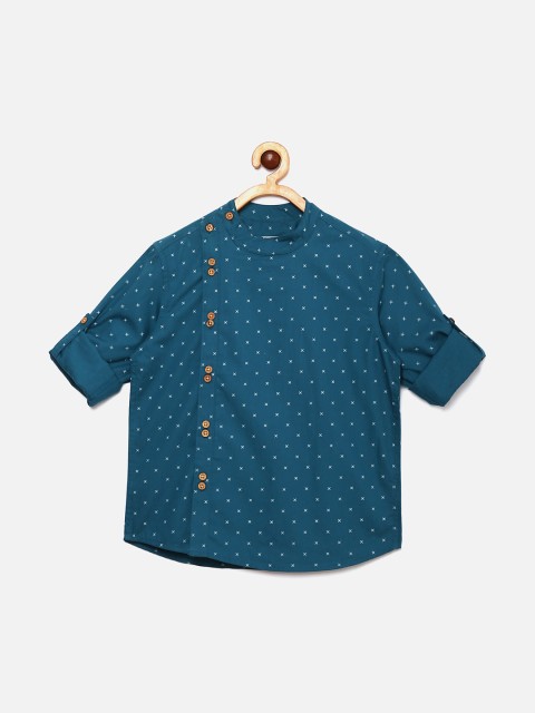 

MANET Boys Blue Opaque Printed Casual Shirt