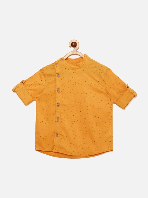 

MANET Boys Yellow Opaque Printed Casual Shirt