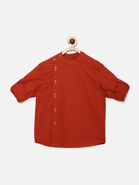 

MANET Boys Orange Opaque Printed Casual Shirt
