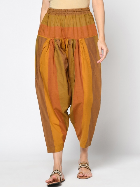 

Fabindia Women Brown & Yellow Cotton Salwar