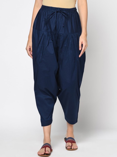 

Fabindia Women Blue Solid Cotton Salwar