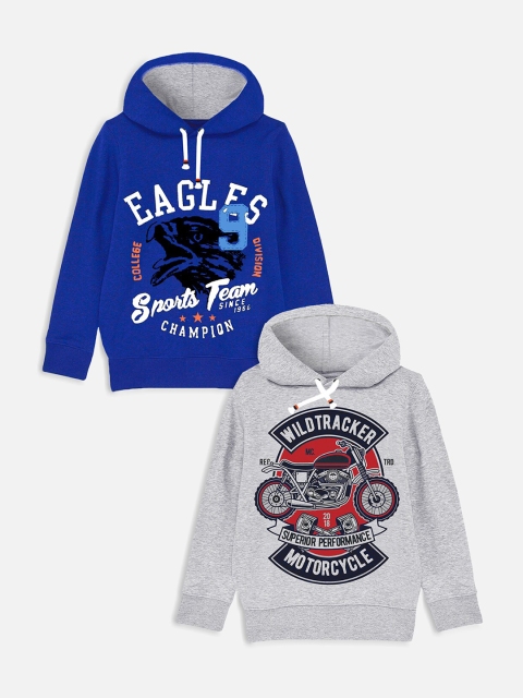 

Trampoline Boys Pack of 2 Printed Hooded Sweatshirt, Blue
