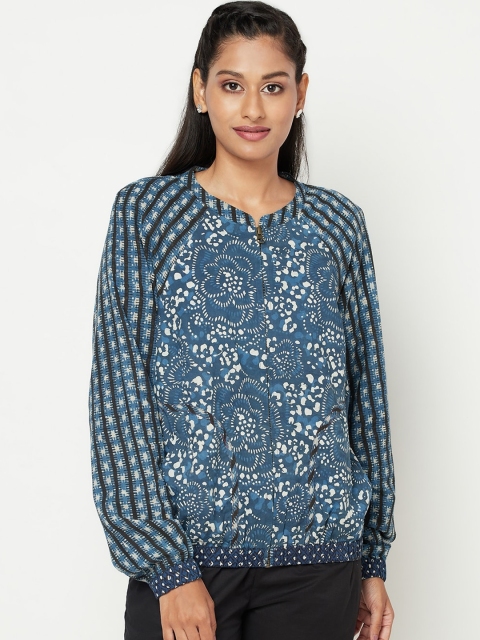 

Fabindia Women Navy Blue Longline Tailored Jacket