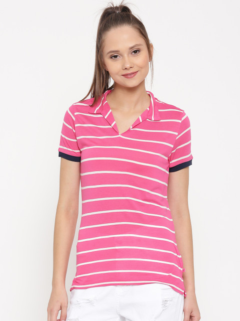 

United Colors of Benetton Women Pink Striped T-Shirt