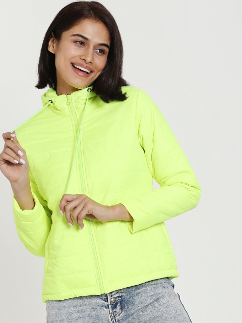 

Bewakoof Women Fluorescent Green Puffer Jacket