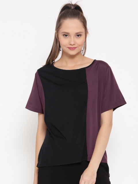United Colors of Benetton Women Purple Colourblocked Top