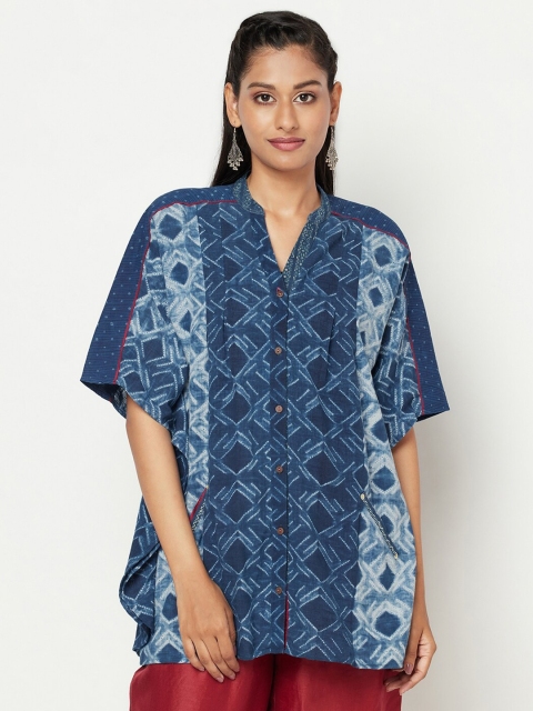

Fabindia Women Navy Blue Geometric Printed Tunic