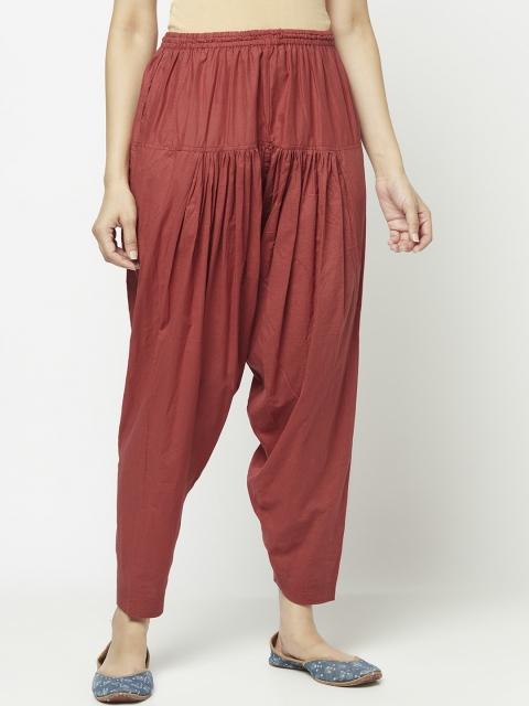 

Fabindia Women Maroon Solid Cotton Salwar