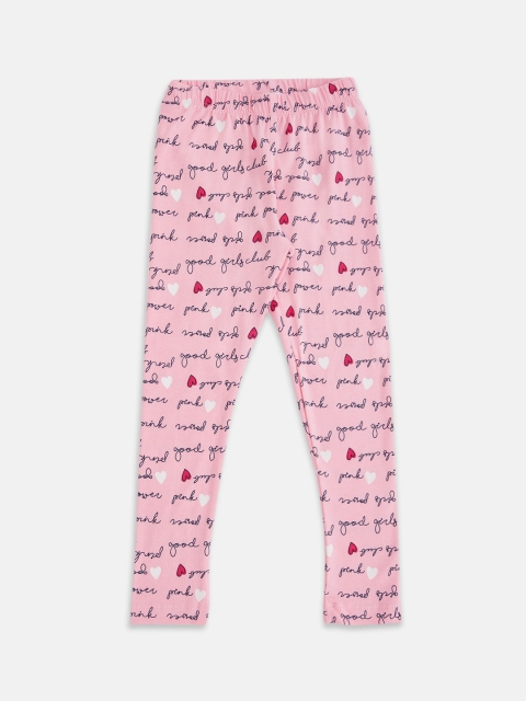 

Pantaloons Junior Girls Pink Graphic Printed Leggings