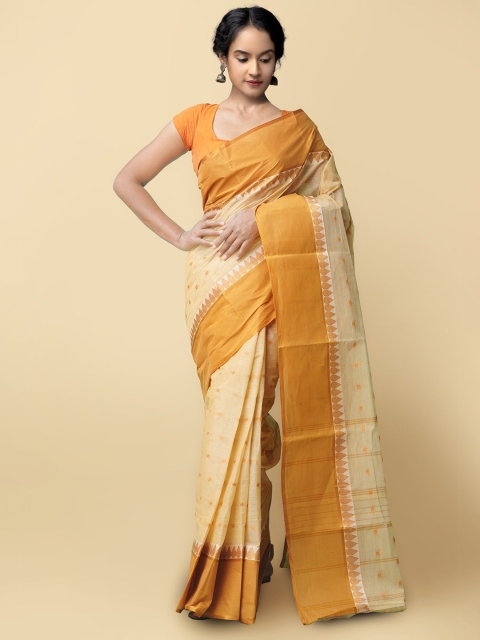 

Unnati Silks Women Beige & Brown Pure Handloom Bengal Tant Cotton Sustainable Saree