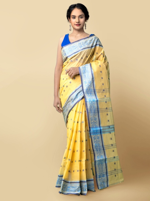 

Unnati Silks Women Yellow Bengal Tant Cotton Saree