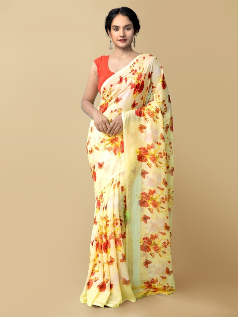 

Unnati Silks Women Yellow & Orange Printed Georgette Saree