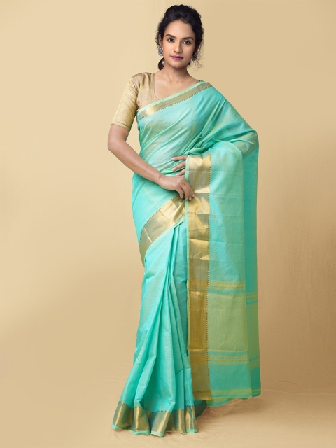 

Unnati Silks Women Green Pure Handloom Mangalagiri Silk Cotton Sustainable Saree