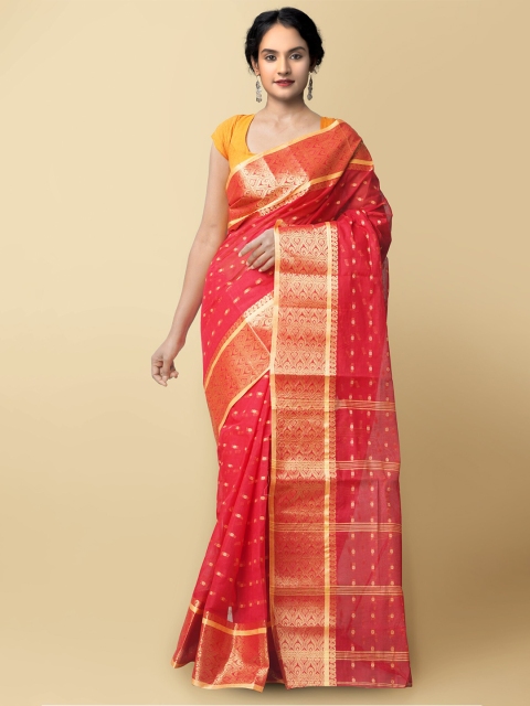 

Unnati Silks Women Red Bengal Tant Cotton Saree