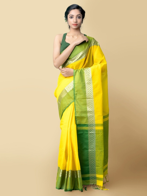 

Unnati Silks Yellow & Green Pure Cotton Mangalagiri Saree